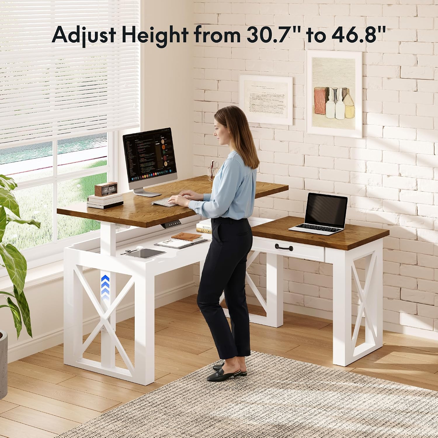 L Shaped Standing Desk with Dr - Desk Setup L Shaped ulasan dan harga
