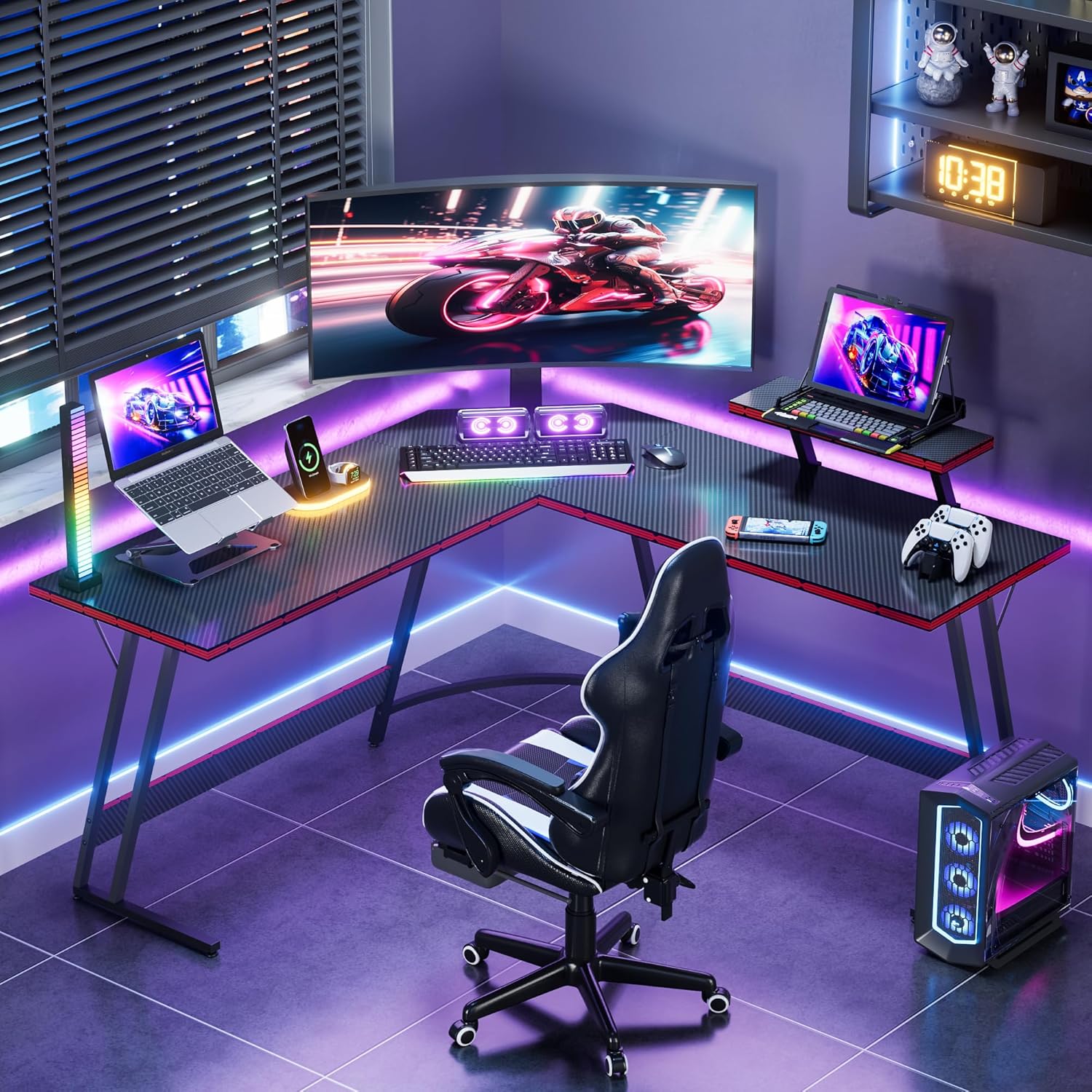 L-Shaped Adjustable Gaming Des - Desk Setup L Shaped ulasan dan harga